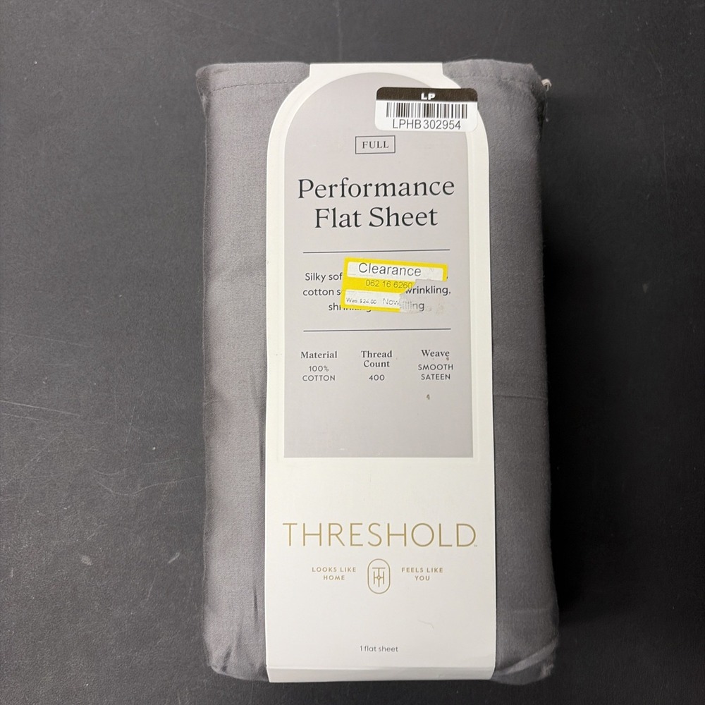 Full 400 Thread Count Performance Flat Sheet Dark Gray Threshold: Cotton 20538